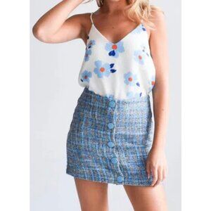 Never A Wallflower Lily Snap Skirt In Blue NWT small $210